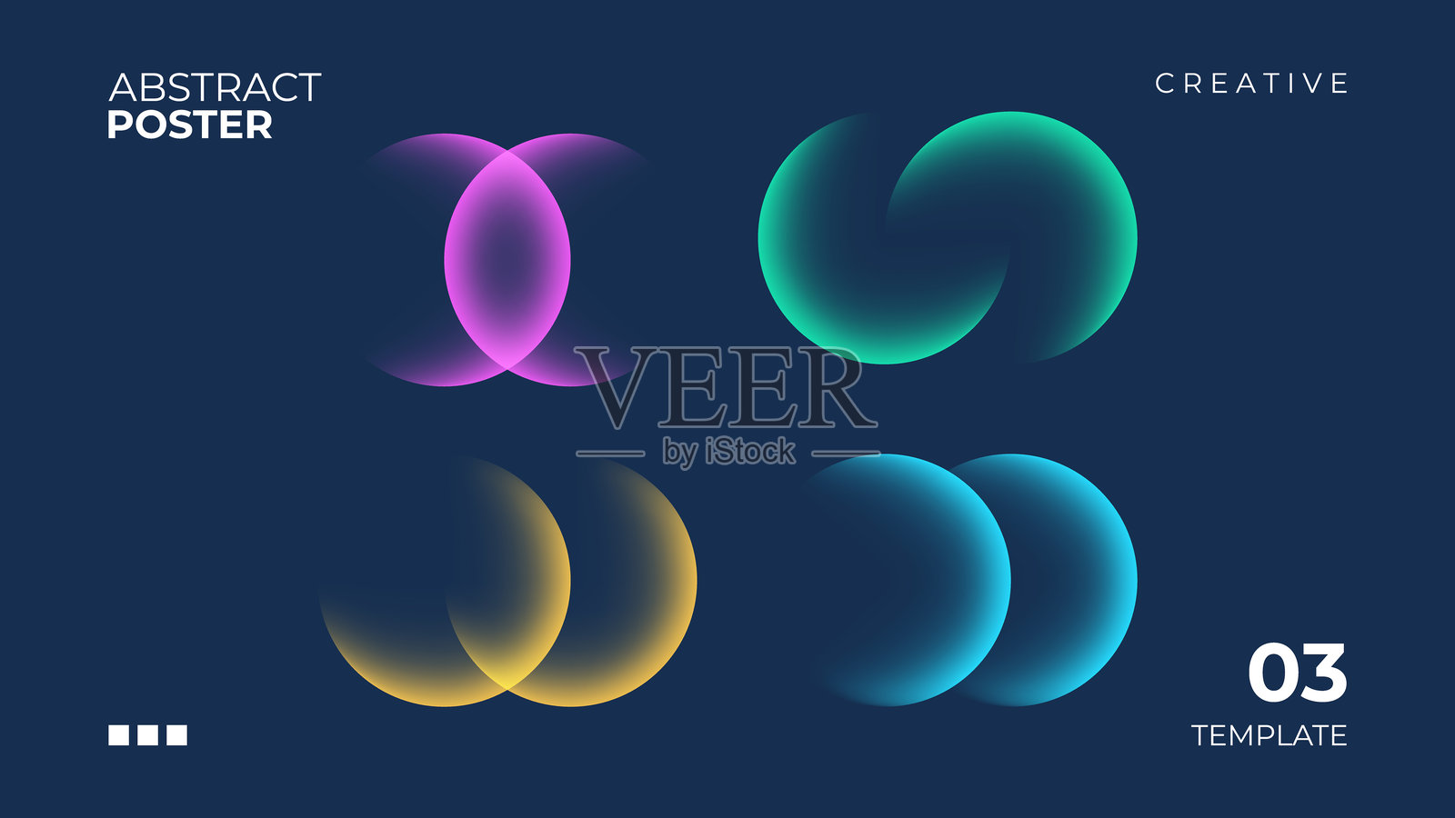 带有颜色渐变圆形的抽象海报。未来感的抽象背景，适合创意图形设计的柔和色彩球体。插画图片素材