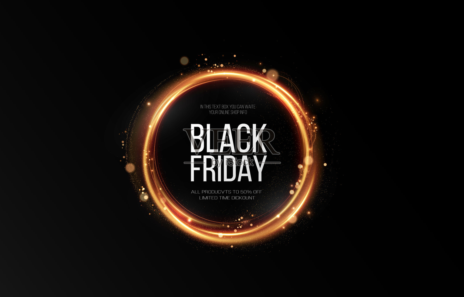 明亮发光的黑色星期五促销广告横幅。库存矢量插图。插画图片素材