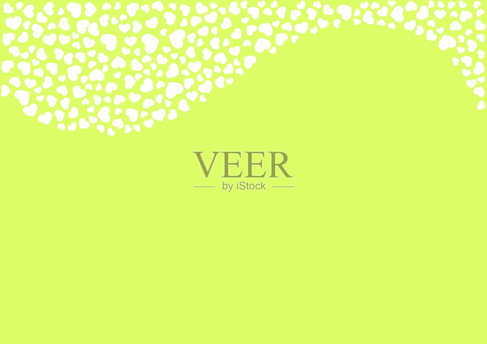 心形图案背景，黄绿色的纯色，白色心形图案插画图片素材