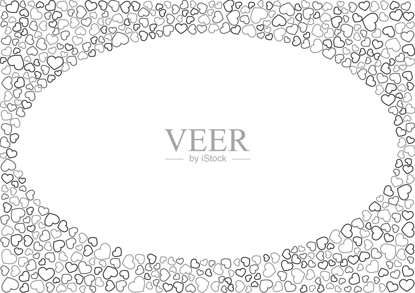 黑白心形图案背景，三种颜色，边框心形插画图片素材