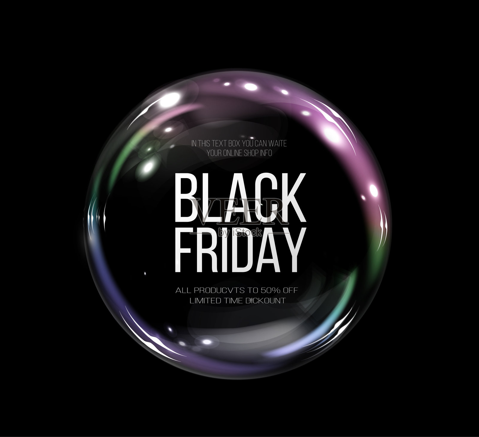 明亮而闪耀的黑色星期五促销广告横幅，适用于推广和广告。库存矢量插图。插画图片素材