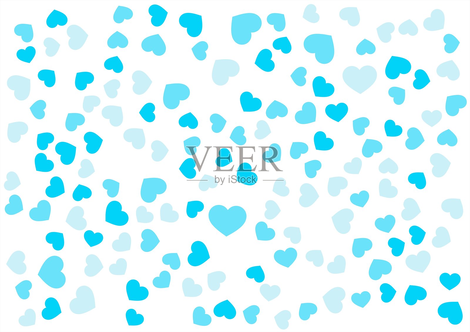 心形图案背景，三种浅蓝色的心形插画图片素材