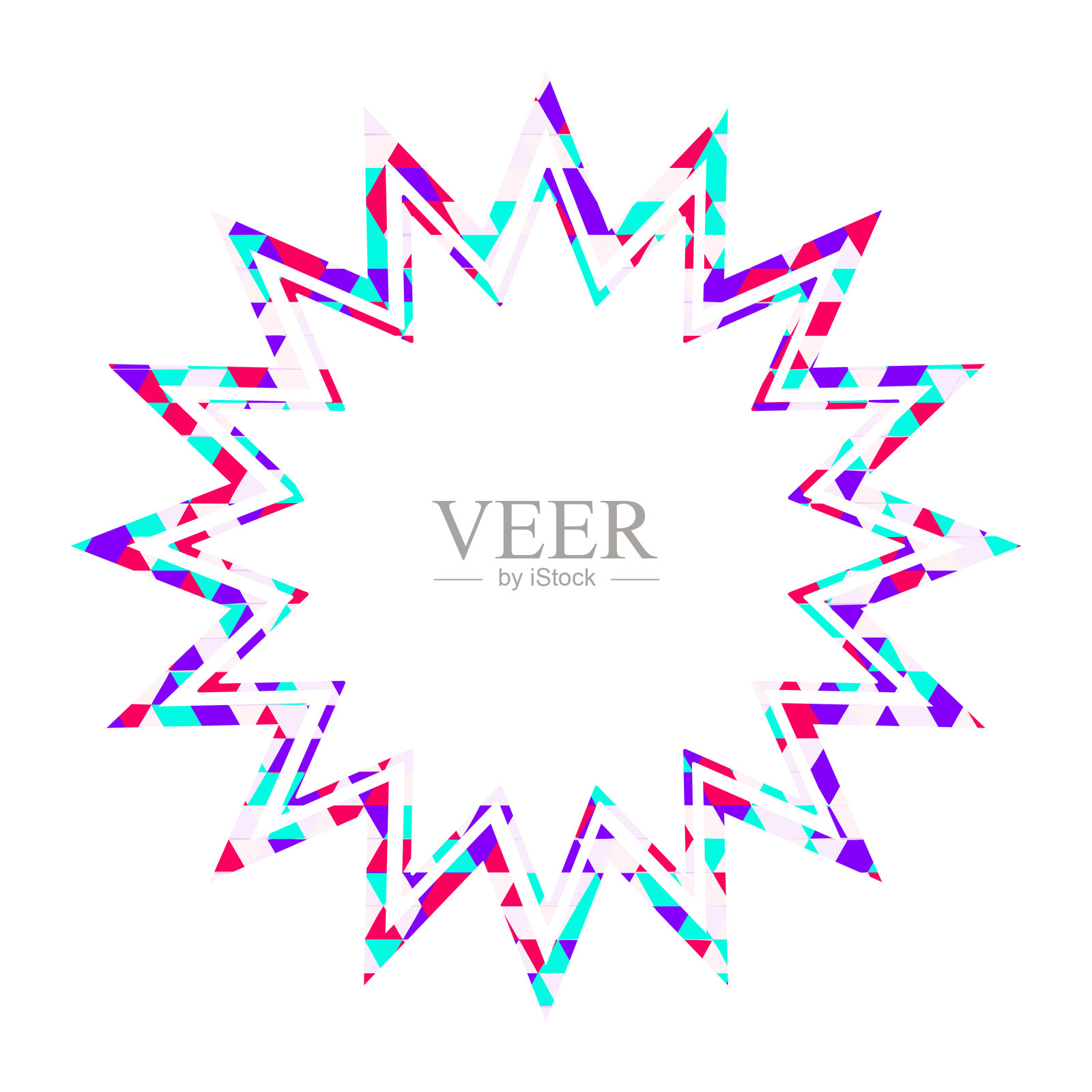 彩色玻璃风格的对话气泡，三角形图案，锯齿形状插画图片素材