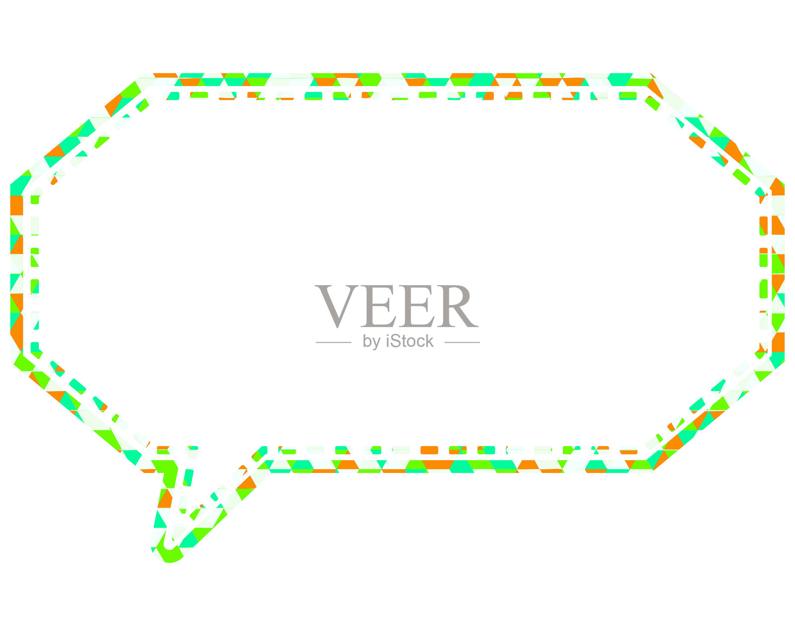 彩色玻璃风格的对话气泡，三角形图案，拉长的八边形插画图片素材