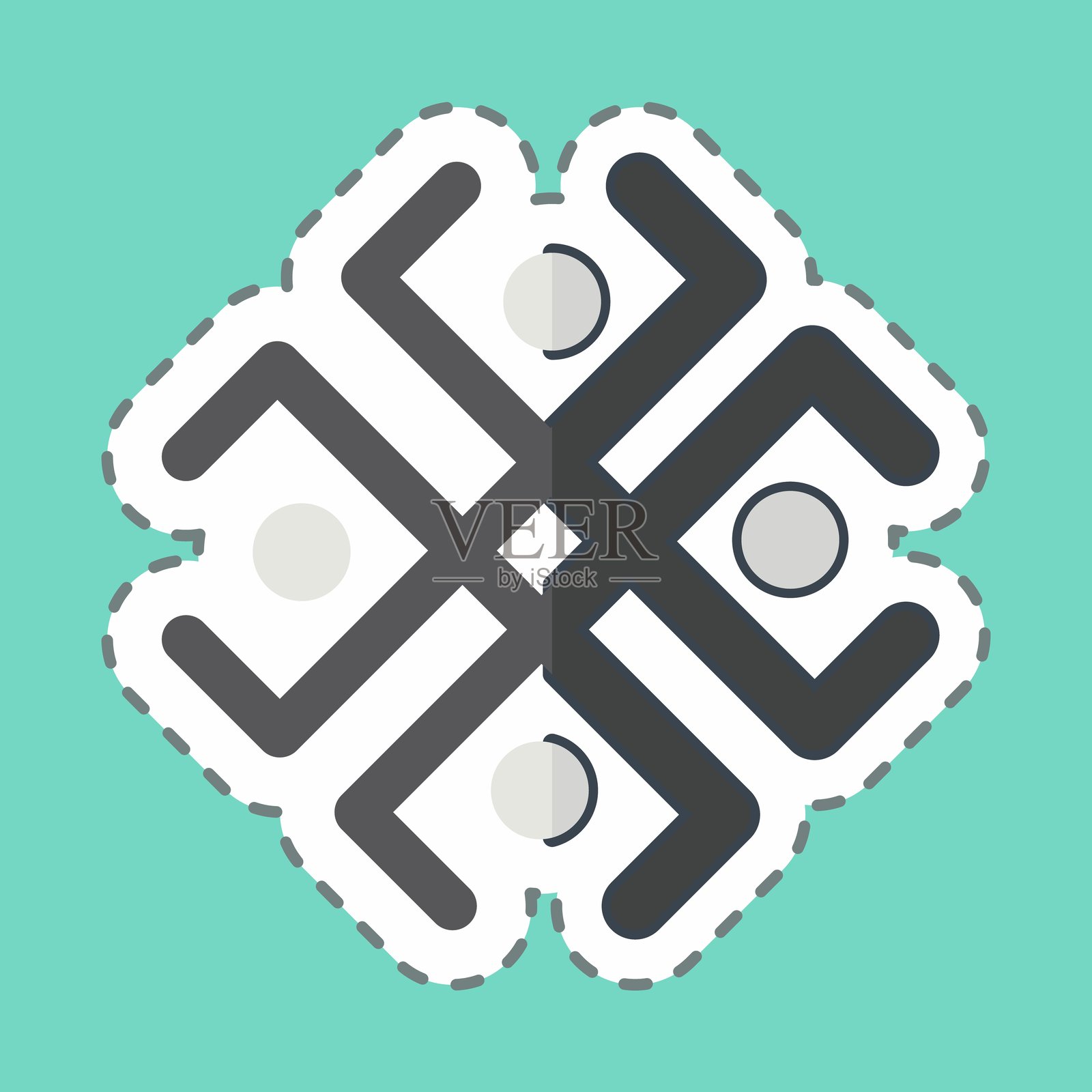 可编辑的星座符号贴纸线条设计插画图片素材