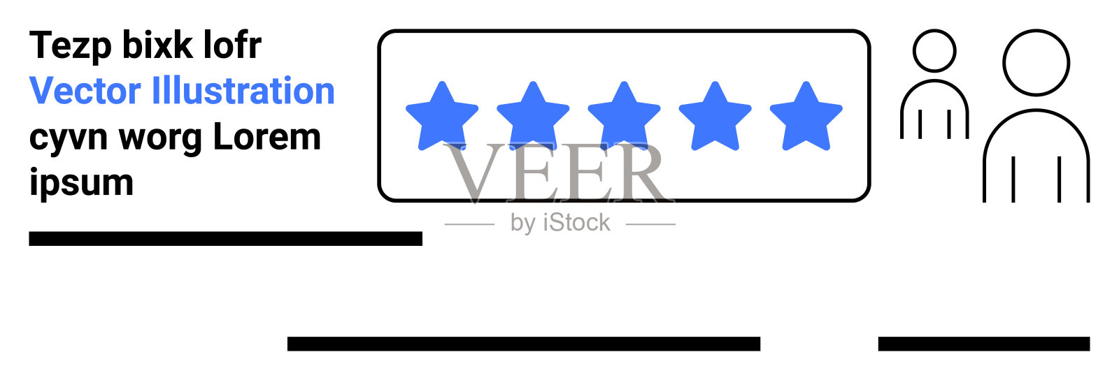 客户评价区，包含五星评分和用户图标插画图片素材