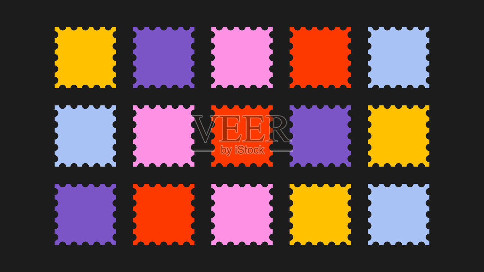 波浪线边框，可爱的日本风格儿童图形，带有弯曲的对话气泡、波浪形的图片框、卡通波浪背景，以及五彩缤纷的60年代波浪形文字框集合插画图片素材