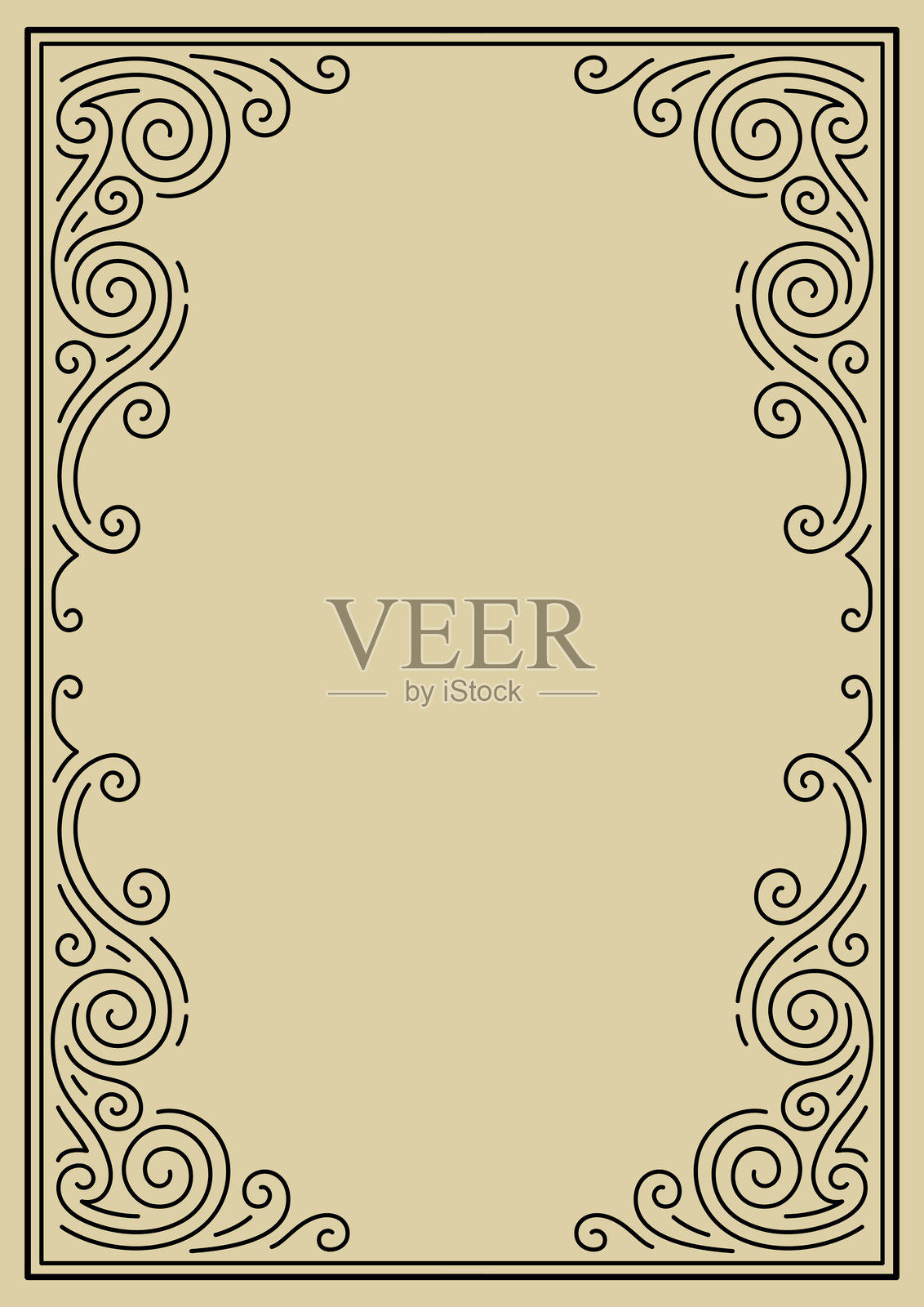 线条卷曲框架。现代装饰性线性背景。插画图片素材