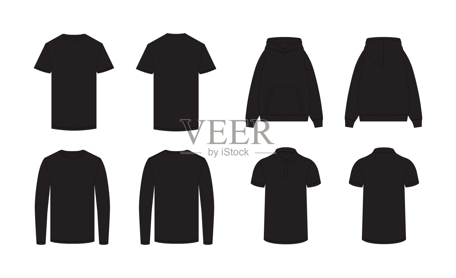 黑色服装样机套装_19插画图片素材