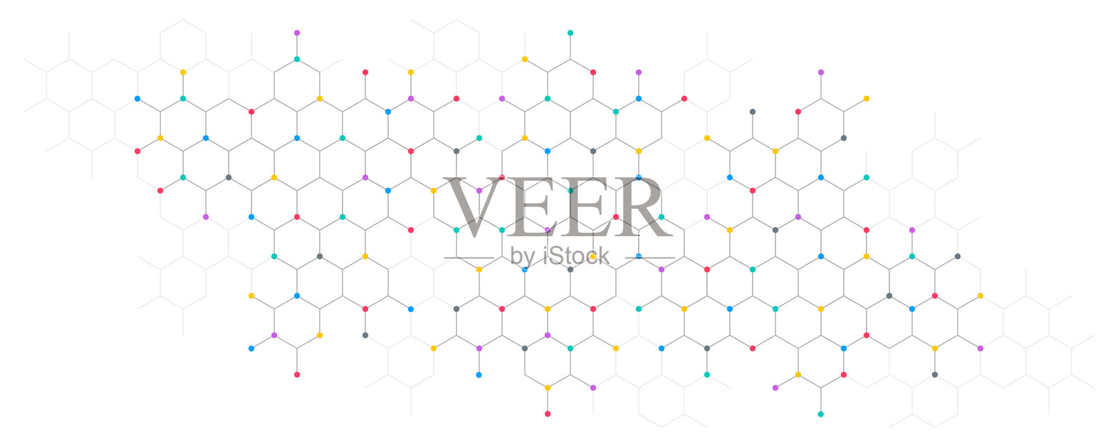 基因工程与分子结构，六边形DNA网络，科学化学与生物技术概念，创新技术，医疗保健与医学设计插画图片素材