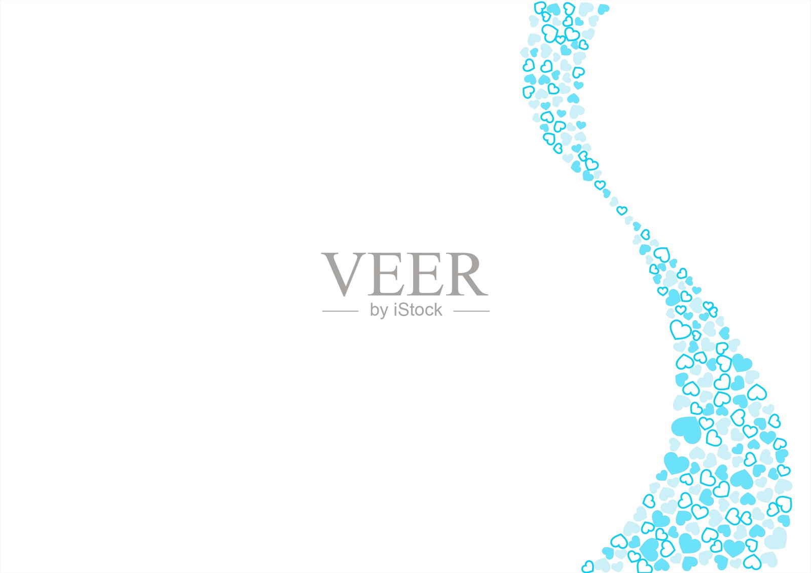 心形图案背景，三种颜色，浅蓝色，边框和纯色，心形插画图片素材