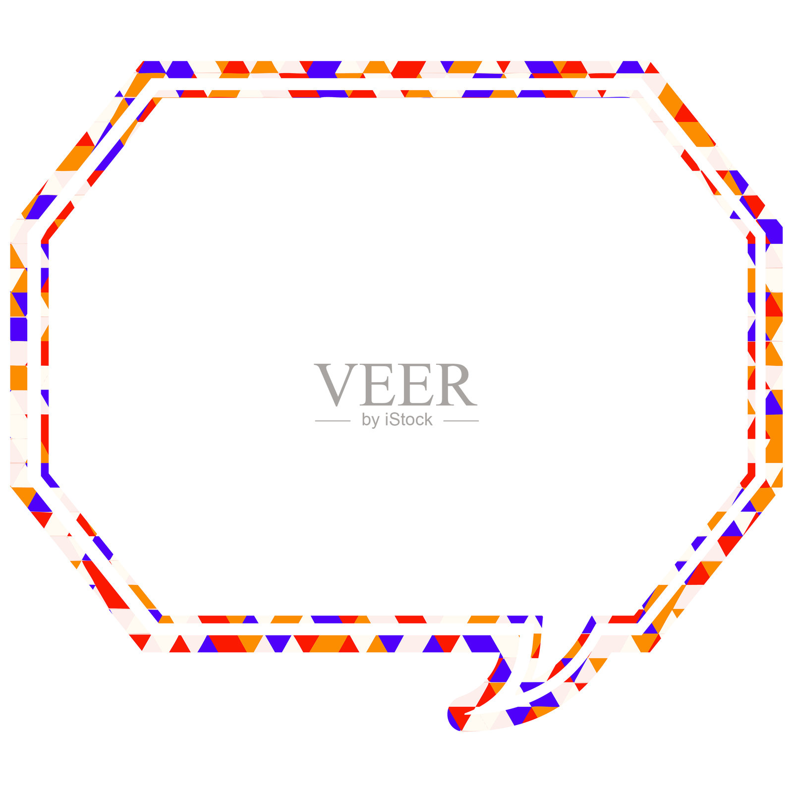 彩色玻璃风格的对话气泡，三角形图案，八角形形状带有角落插画图片素材