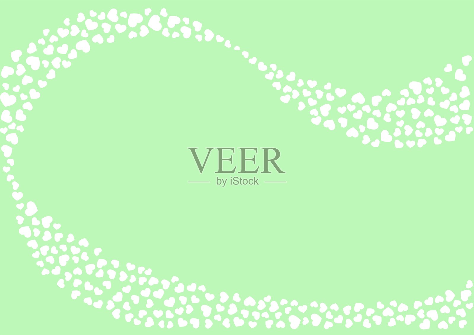心形图案背景，纯绿色，白色背景，心形插画图片素材