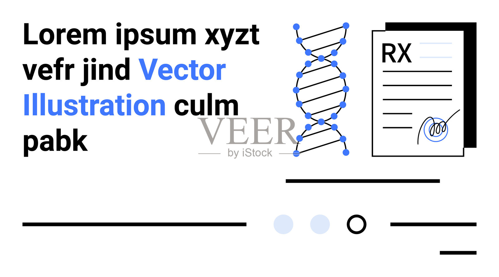 医学研究与制药矢量封面，包含DNA螺旋和处方文件插画图片素材
