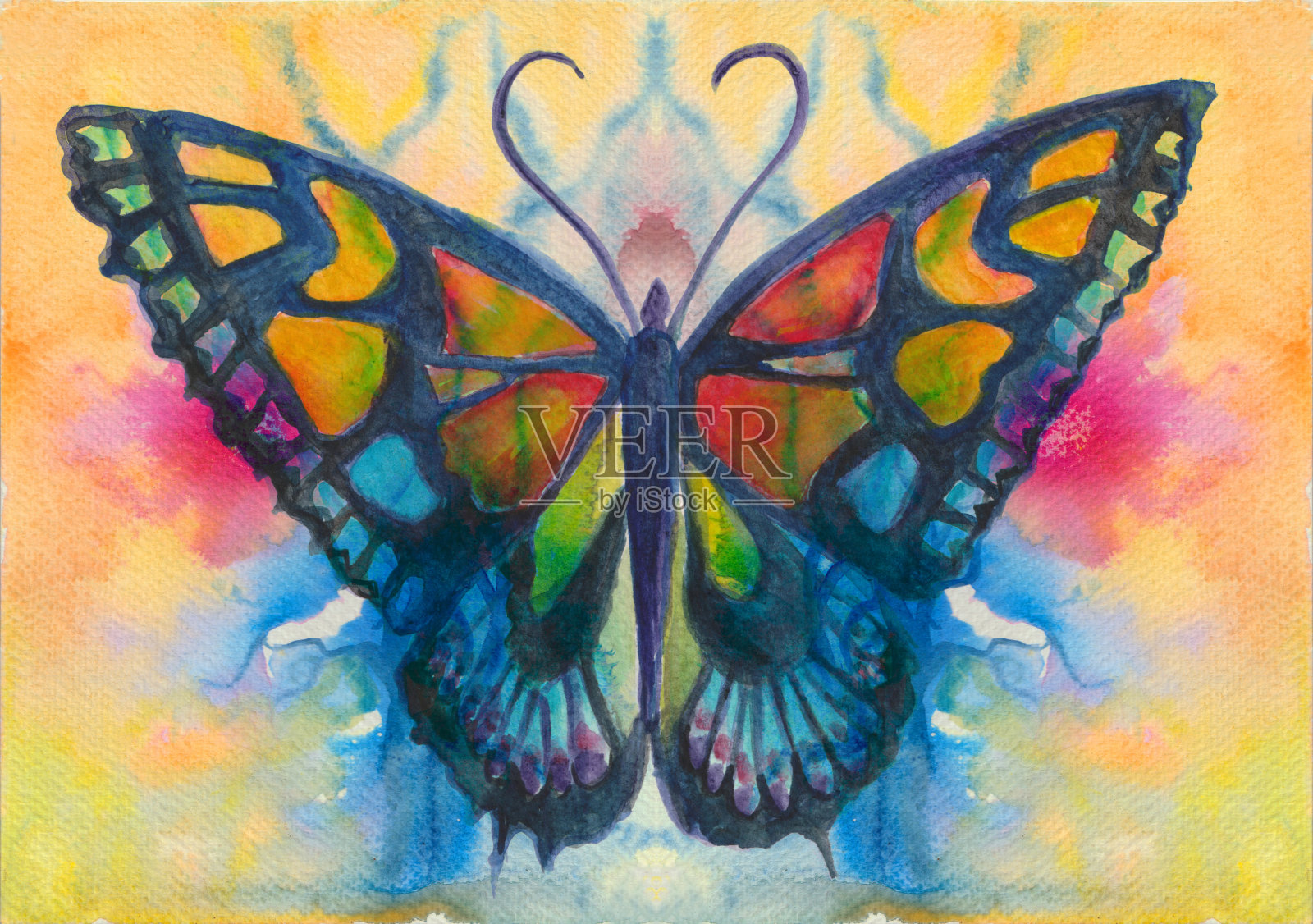 蝴蝶庙插画图片素材