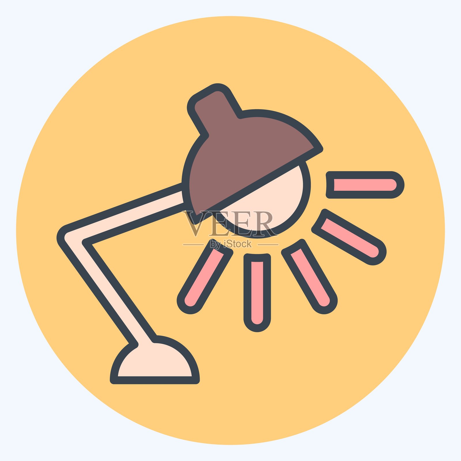 图标工作灯。与光的符号相关。颜色搭配风格。设计可编辑。插画图片素材