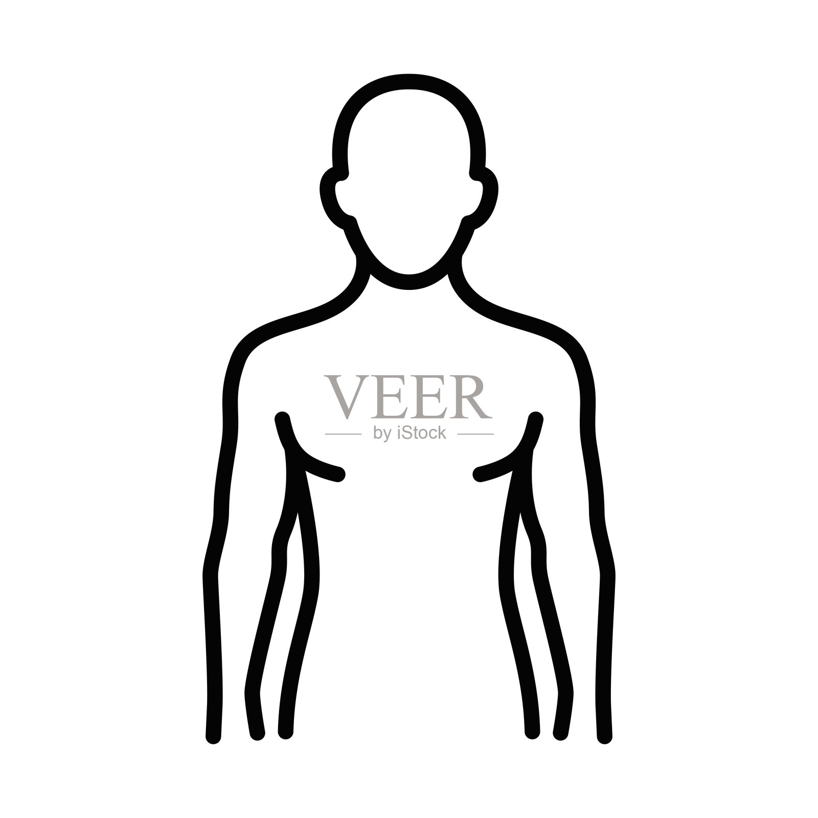 人类身体轮廓矢量插图。可编辑的线条。插画图片素材