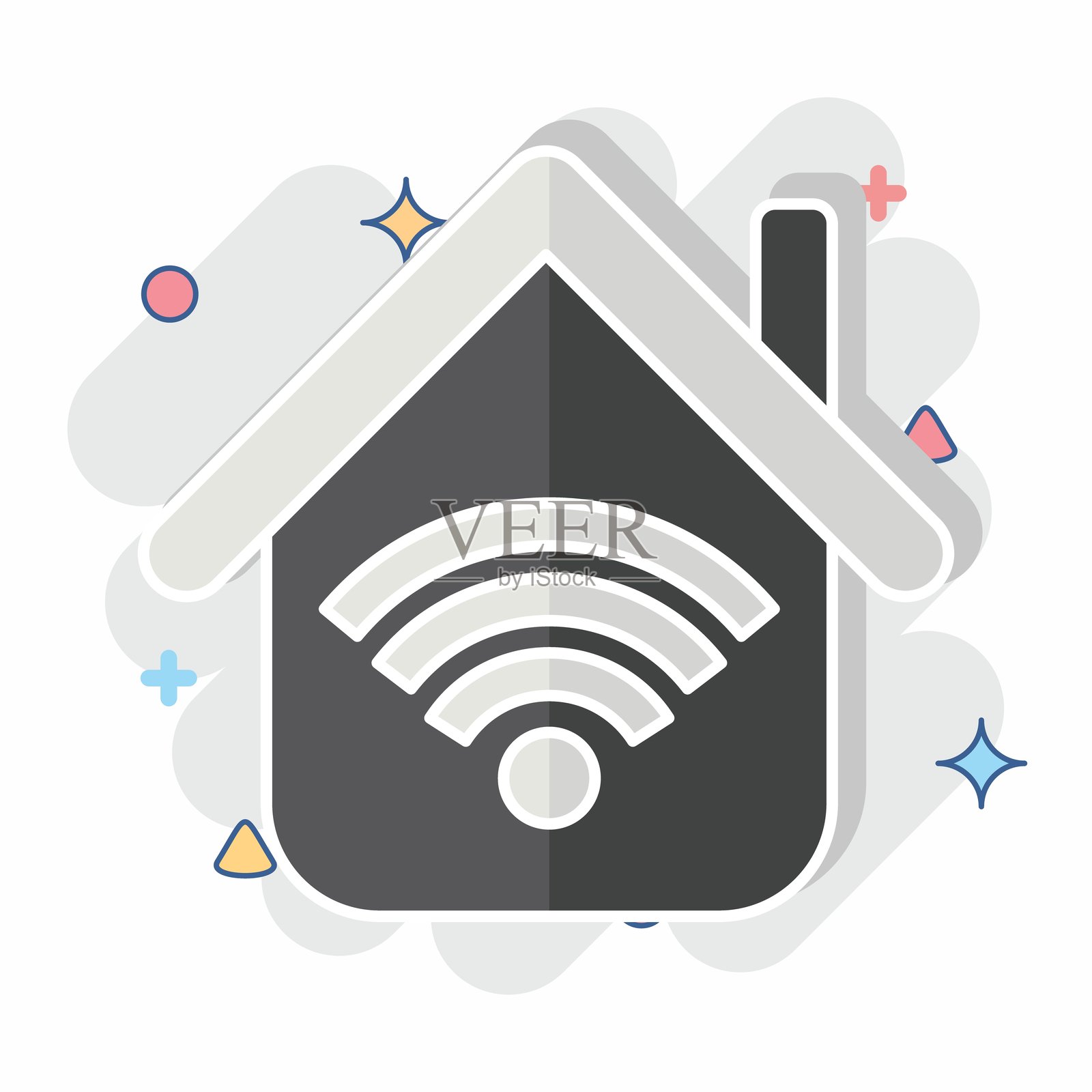 图标WiFi，WiFi相关，WiFi符号，漫画风格，可编辑设计插画图片素材