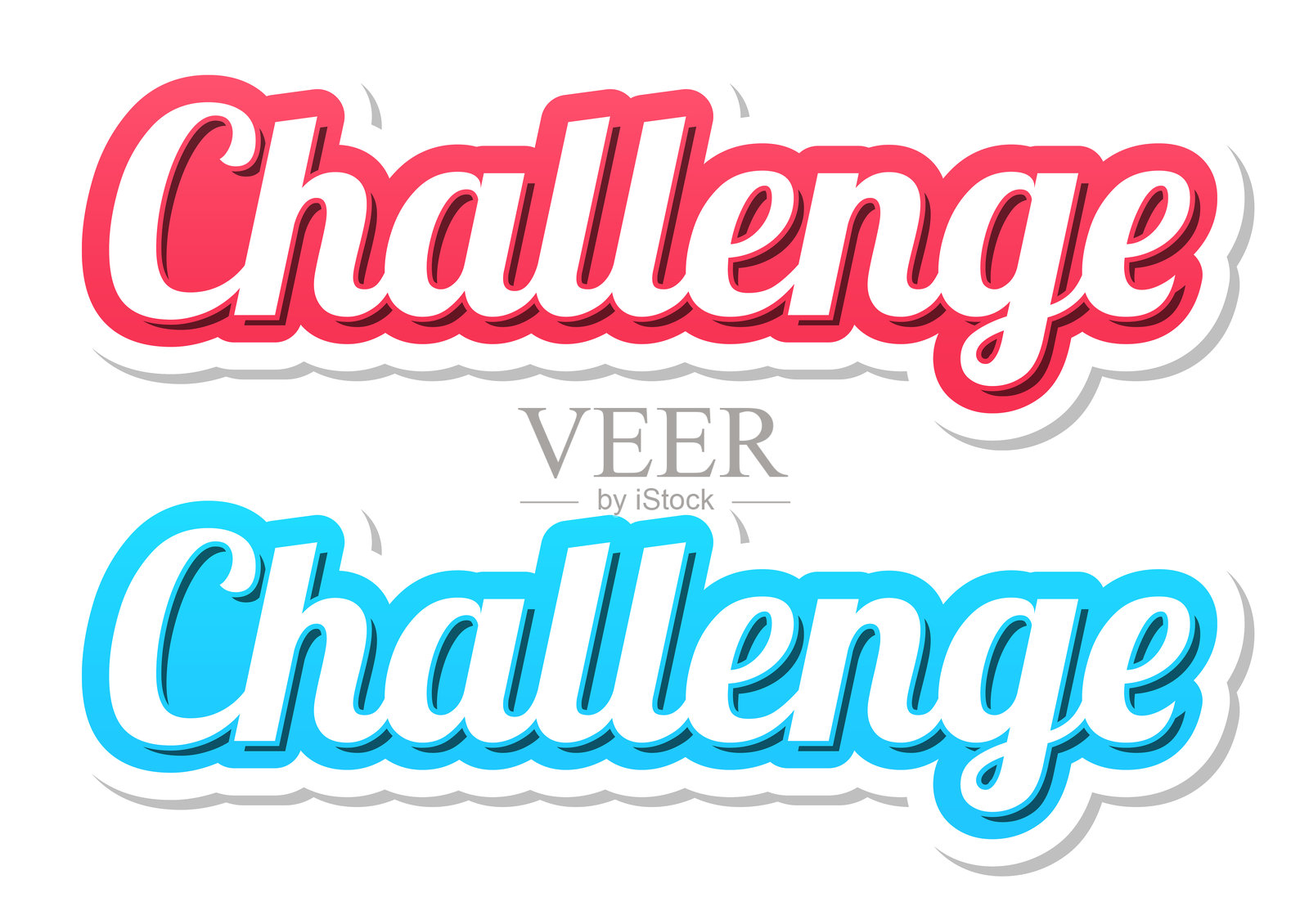 挑战 - 白色背景上的红色和蓝色3D文字插画图片素材