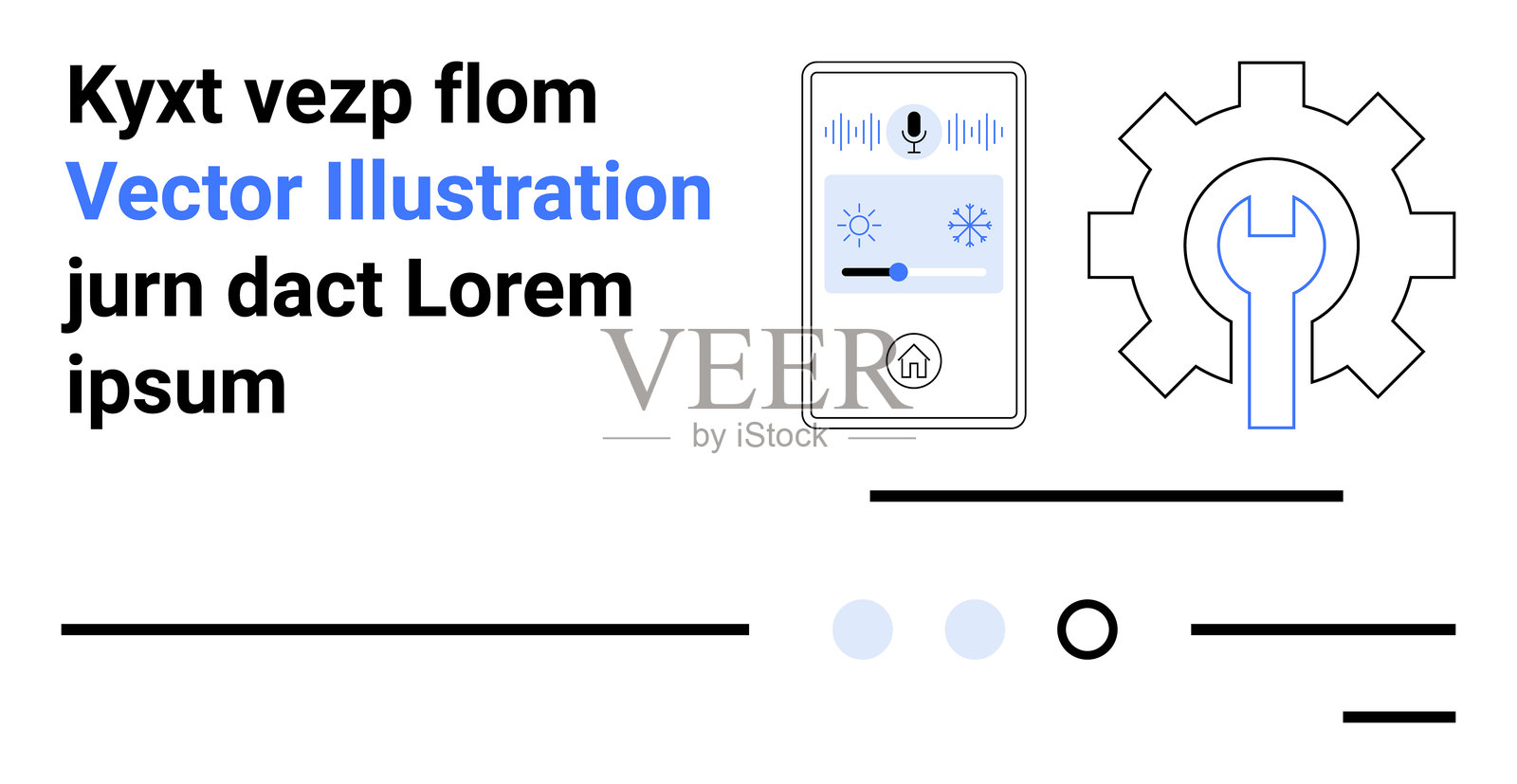 现代数字界面与智能控制元素及技术设置符号插画图片素材