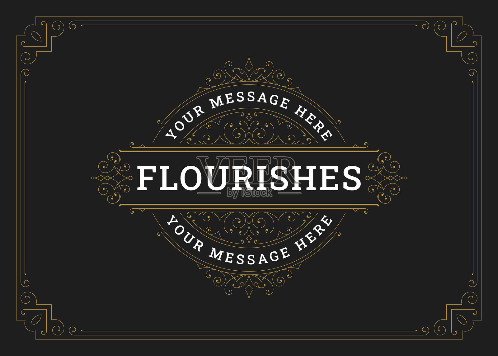 优雅的皇家花纹金色漩涡装饰贺卡设计模板矢量插图插画图片素材