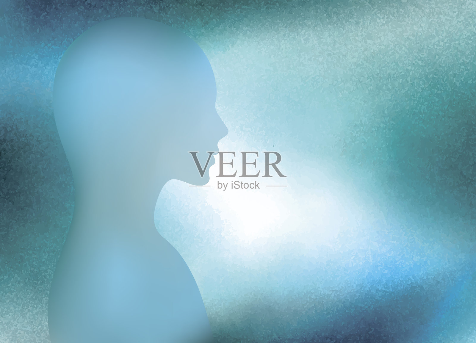 水彩背景上的人脸侧面矢量插图。插画图片素材