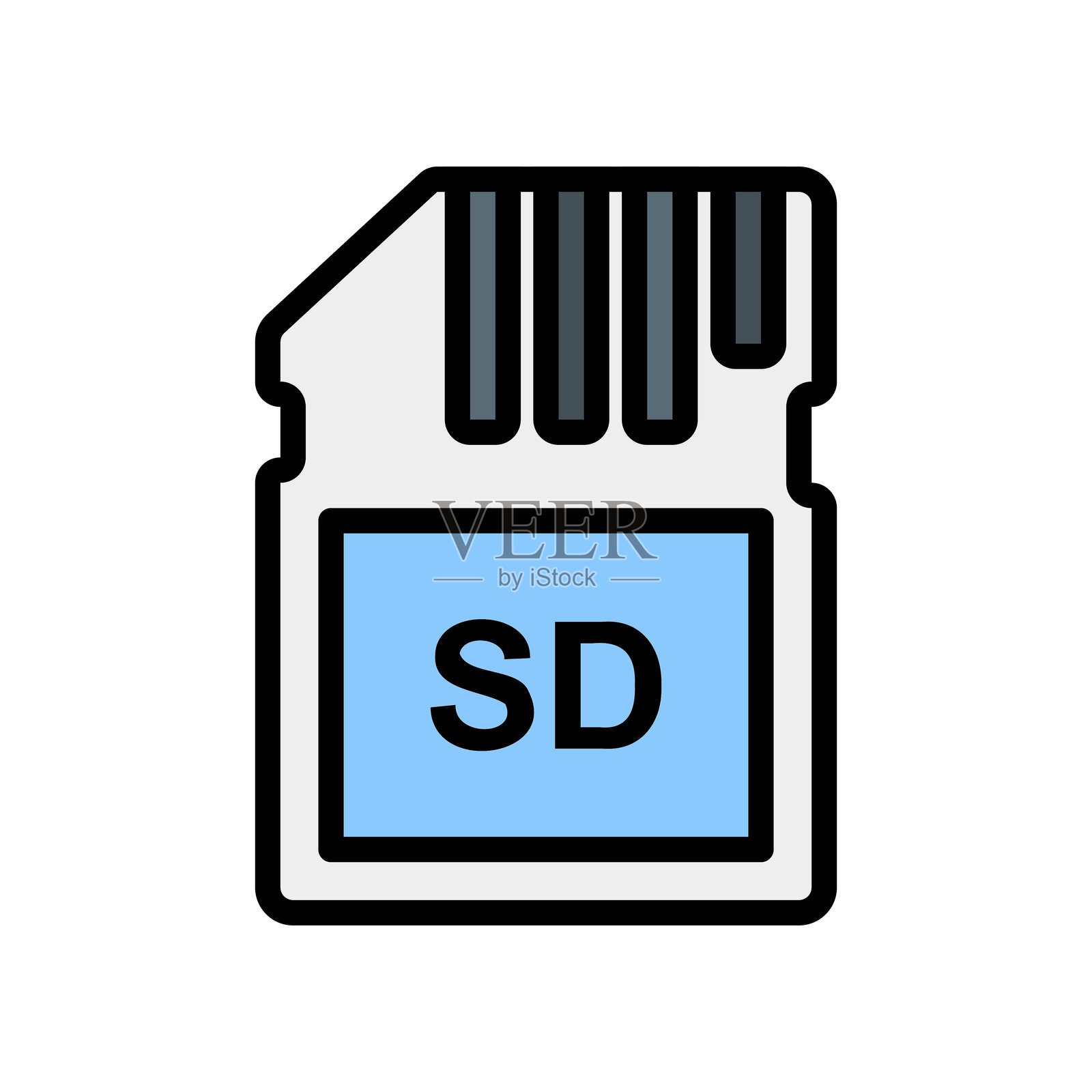 关于多媒体项目的填充线条风格的记忆图标插画图片素材