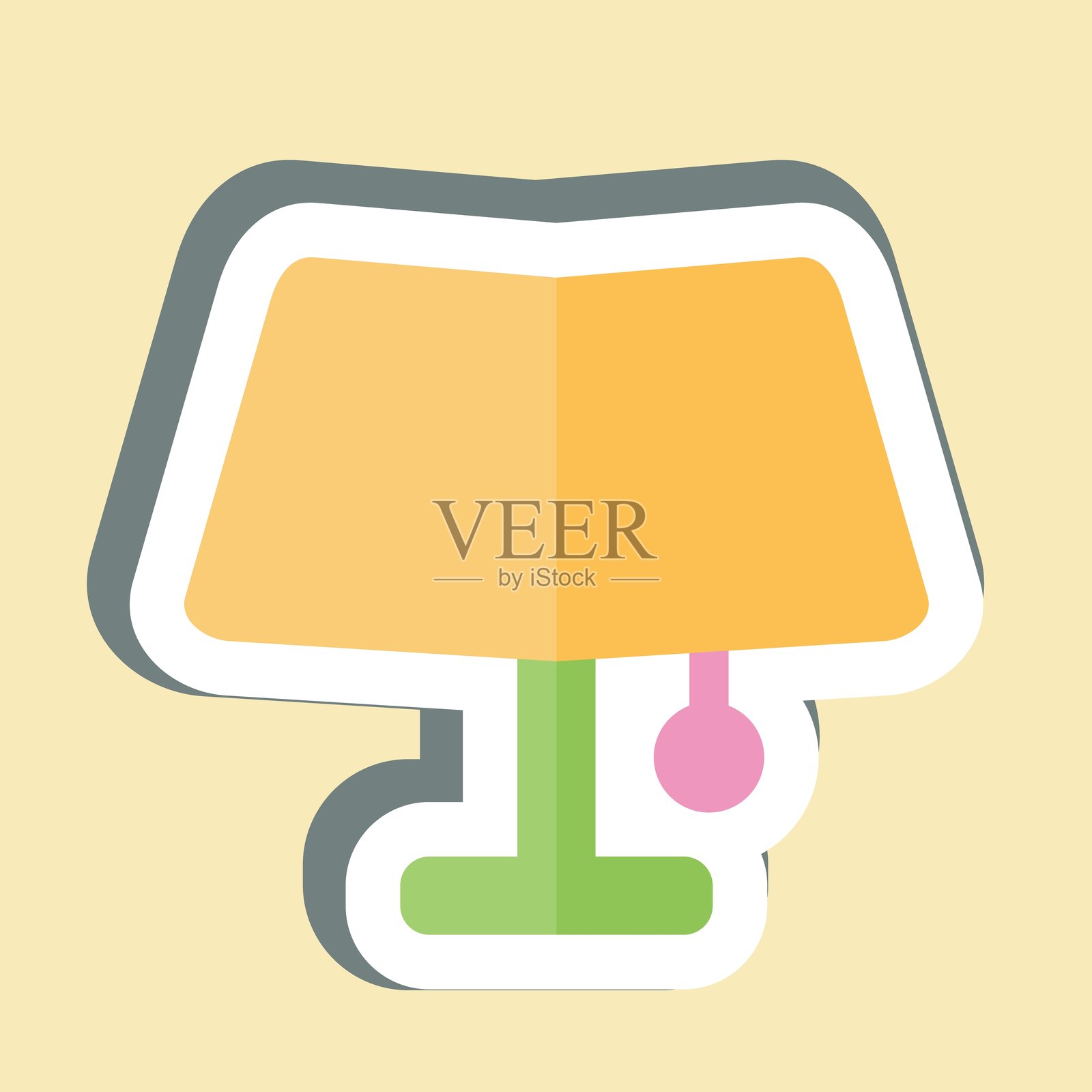 贴纸台灯。与光的象征相关。设计可编辑。插画图片素材