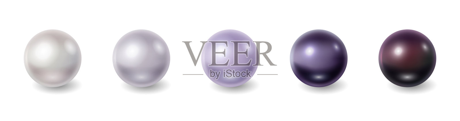 逼真的彩色珍珠收藏插图插画图片素材