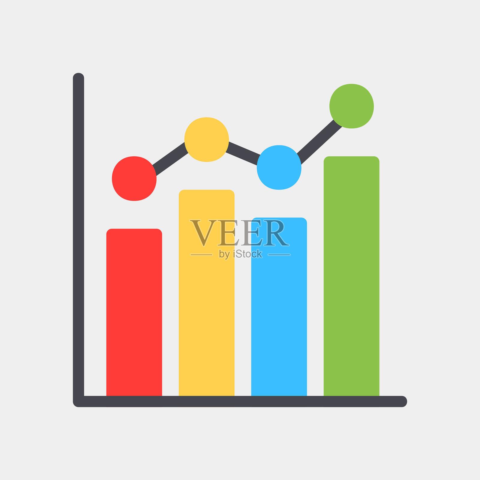 扁平风格的柱状图图标矢量插图，适用于各种项目插画图片素材