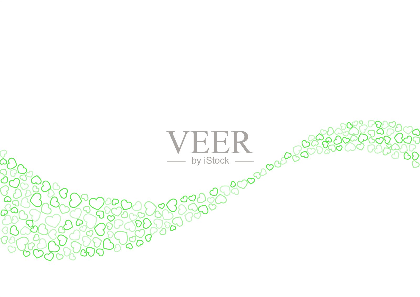 心形图案背景，三种绿色，边框心形插画图片素材