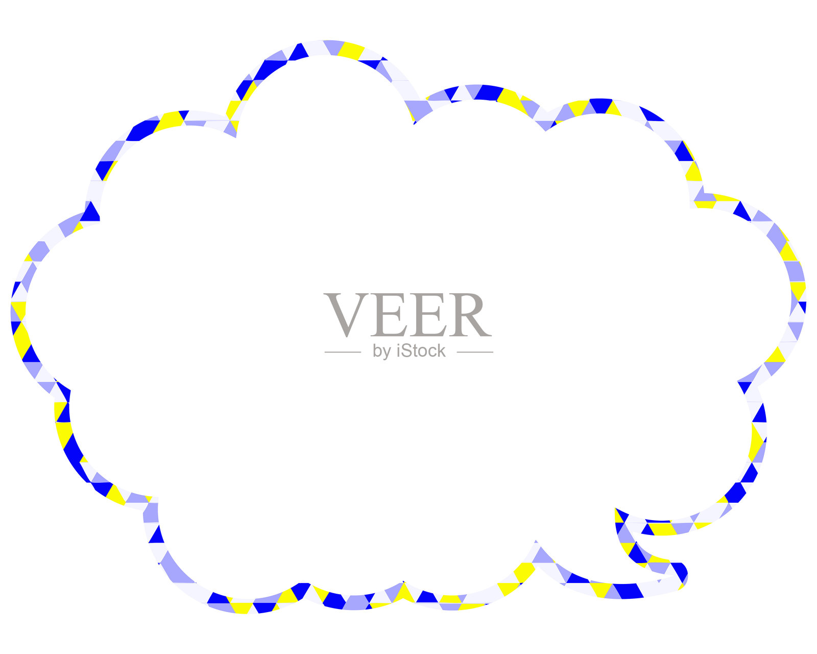 彩色玻璃风格的对话气泡，三角形图案，圆润的云朵形状插画图片素材