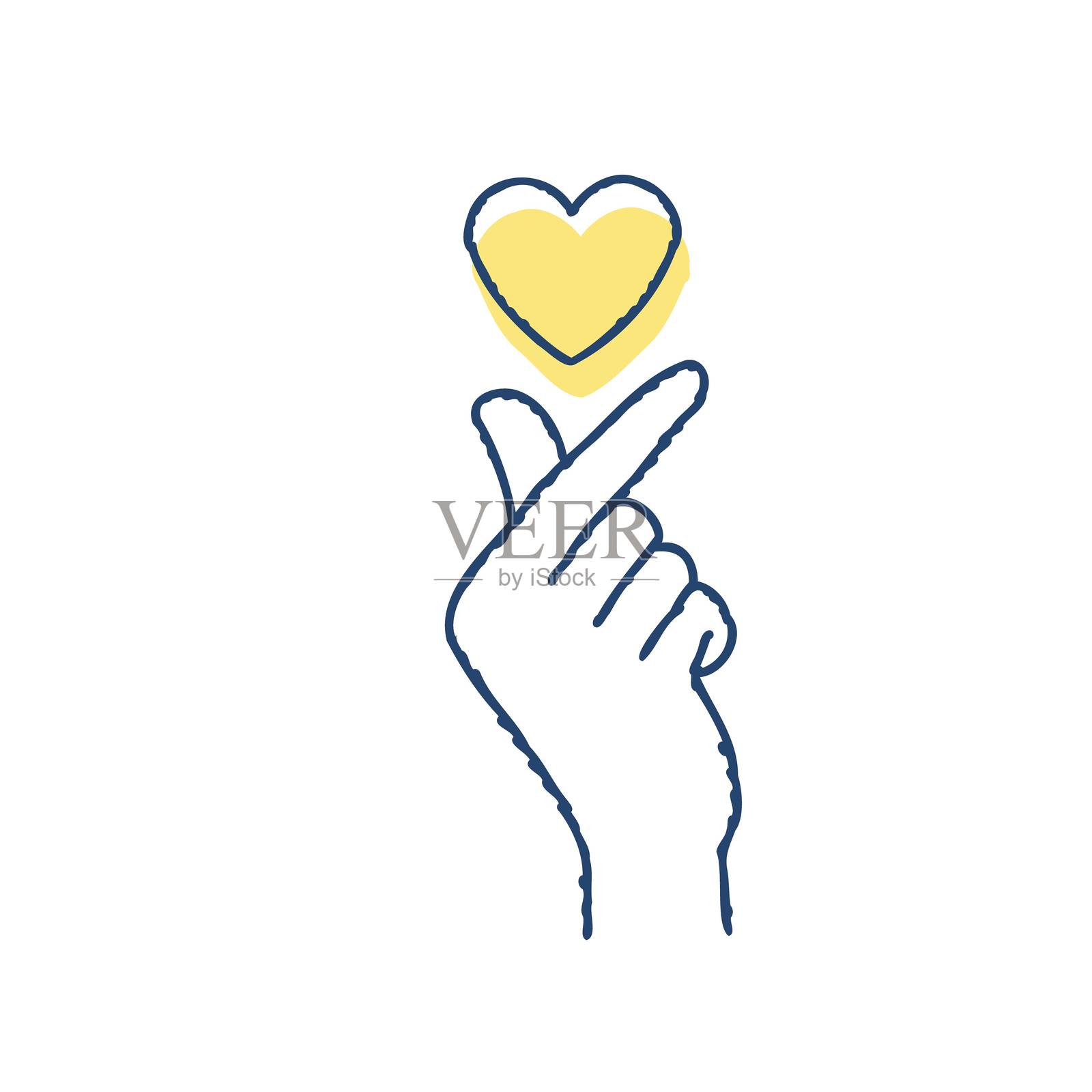 手指心 - 用手指表达心形的手势插画图片素材