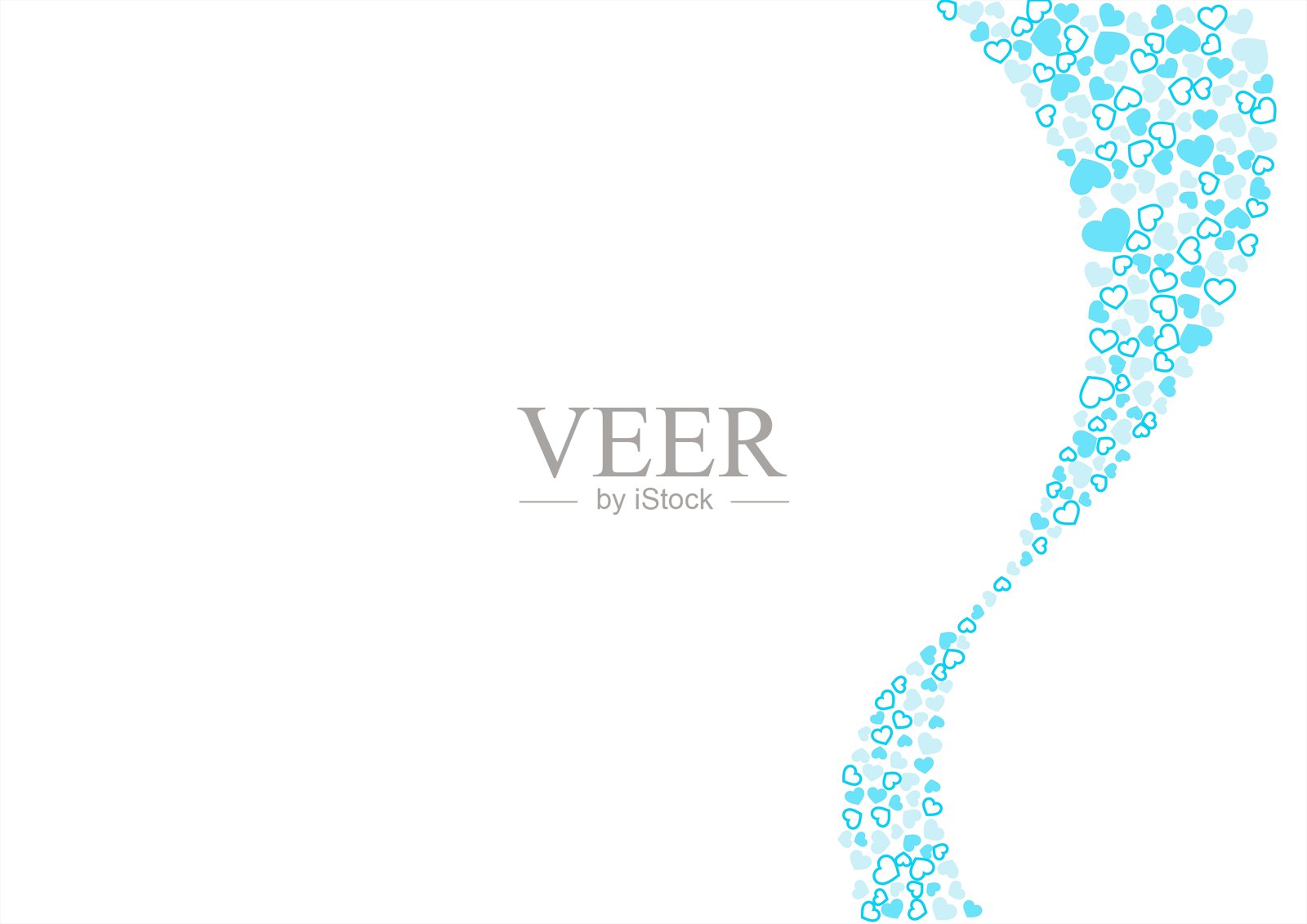 心形图案背景，三种浅蓝色，边框和纯色，心形插画图片素材