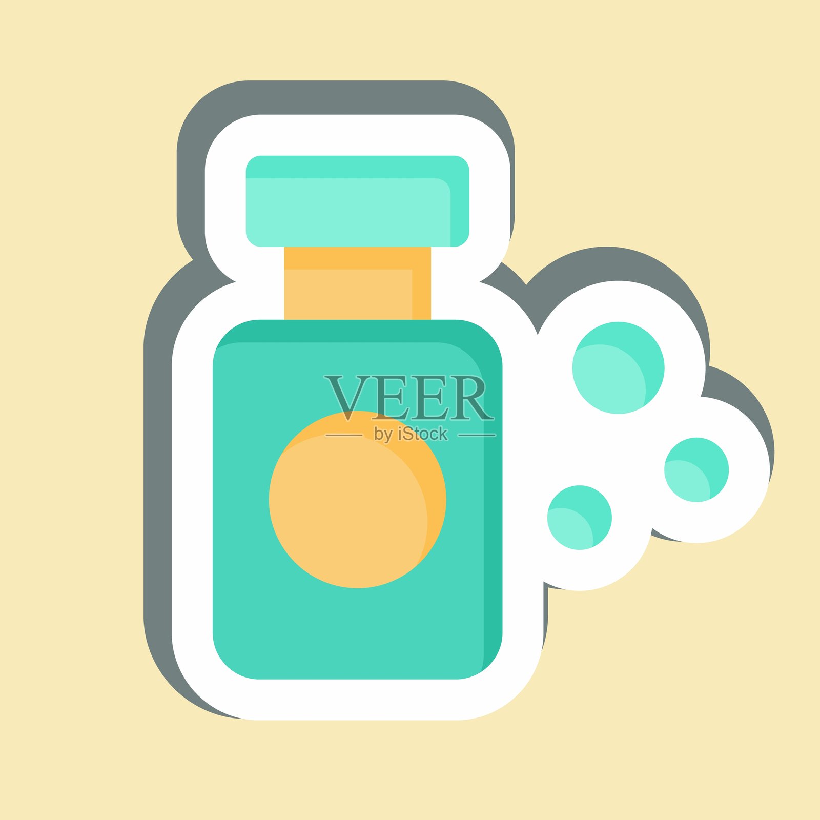 化妆品药物贴纸，与美容学符号相关，可编辑设计插画图片素材