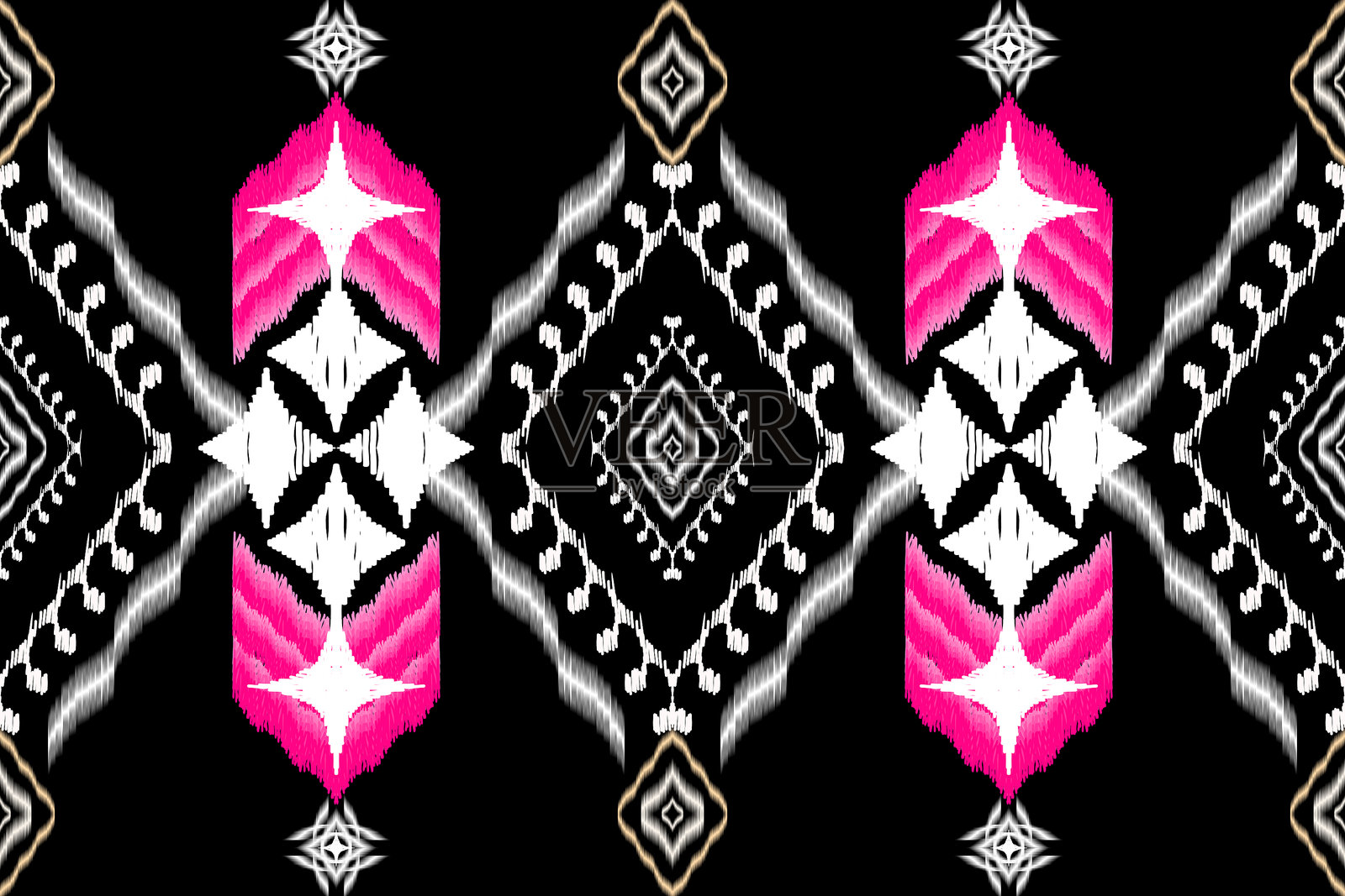 几何伊卡特传统艺术图案。插画图片素材