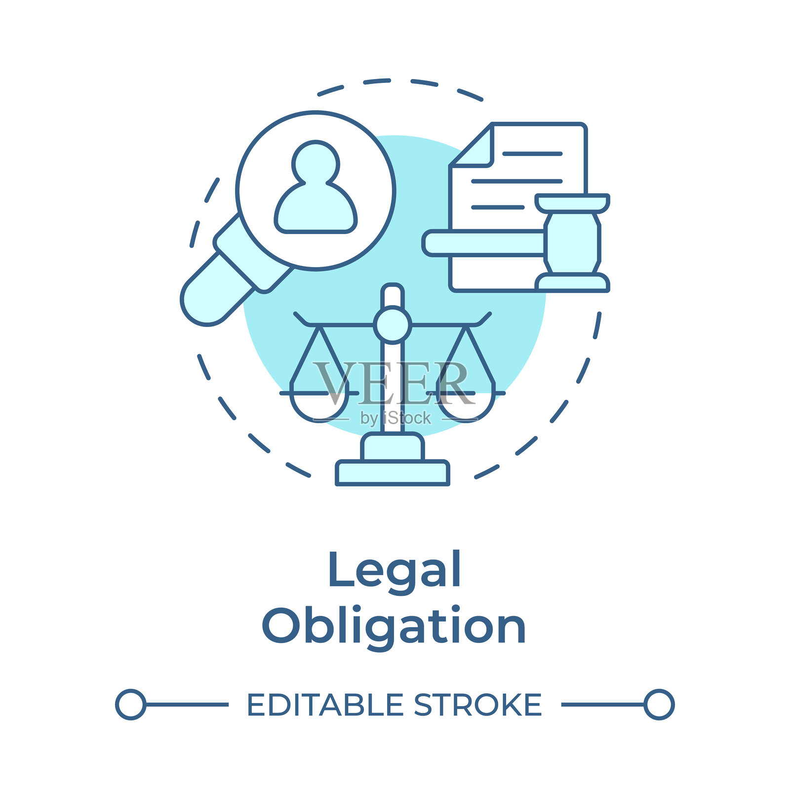法律义务软蓝色概念图标插画图片素材