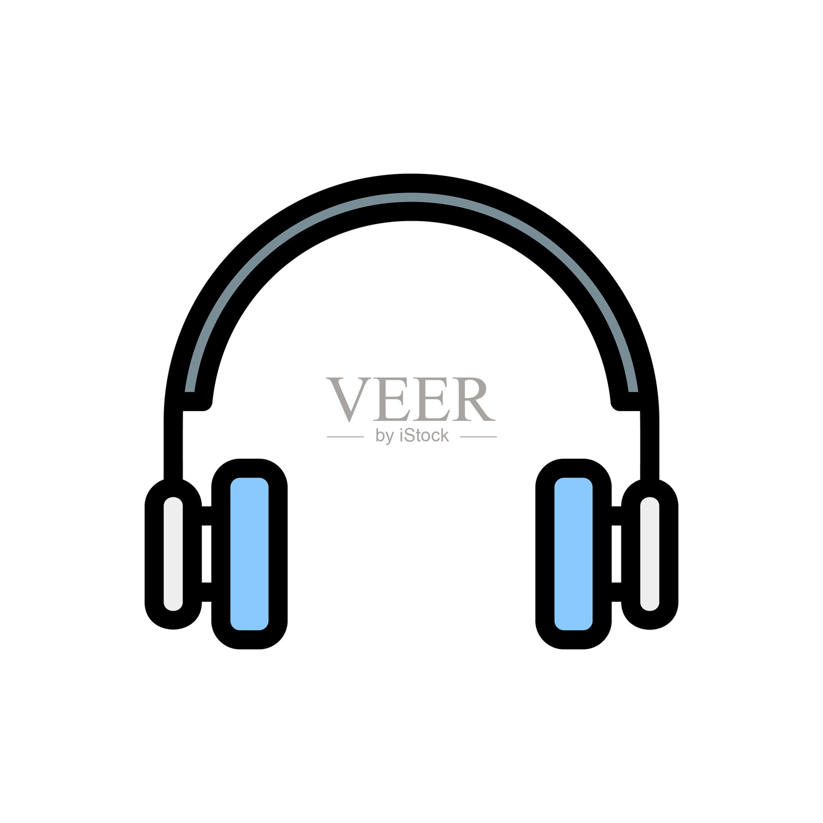多媒体项目中的填充线条风格耳机图标插画图片素材