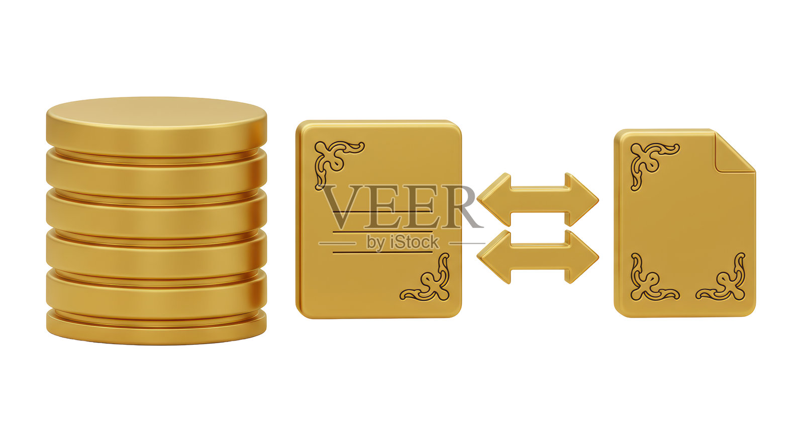 孤立的金币和黄金文件的交换照片摄影图片