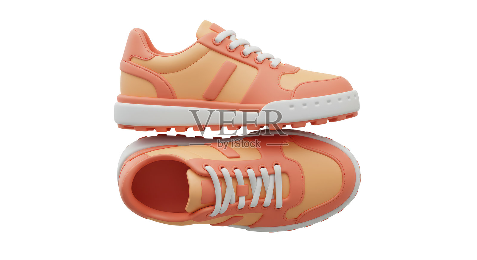 孤立的两双时尚桃色和白色运动鞋照片摄影图片