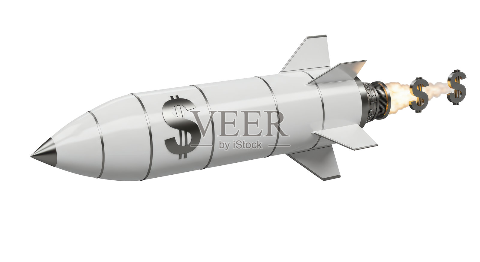 孤立的火箭与美元符号代表财务增长照片摄影图片