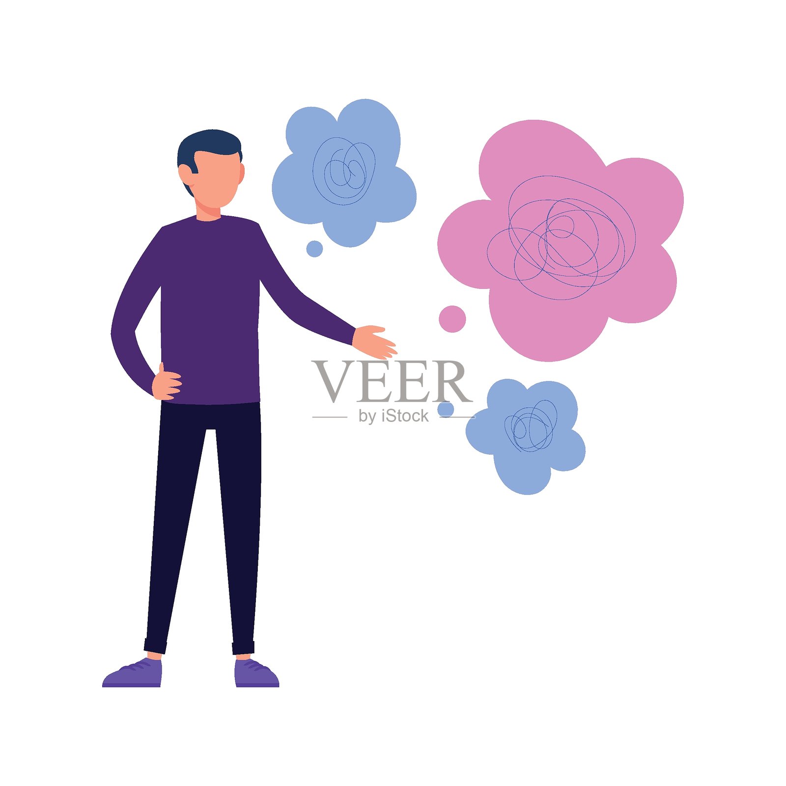 抑郁症矢量插图，易于修改或编辑插画图片素材