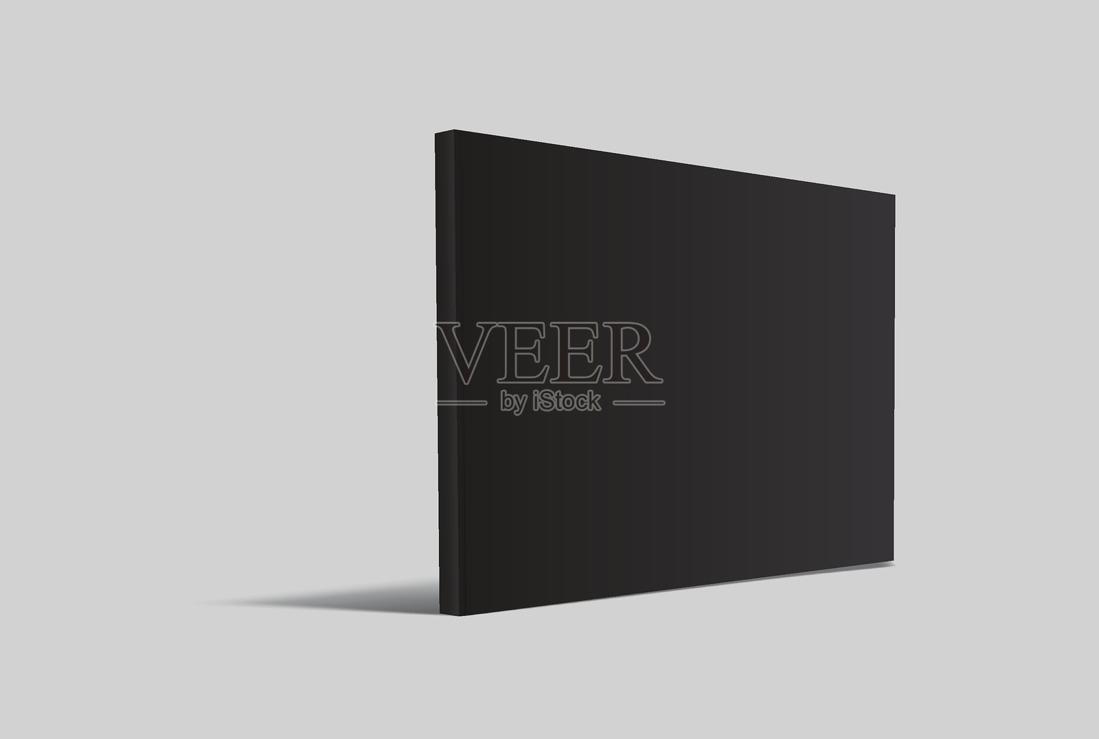 带有黑色空白封面的逼真3D杂志模型，孤立在背景上。适用于商业演示杂志、笔记本、小册子、宣传册、目录或出版商广告。插画图片素材