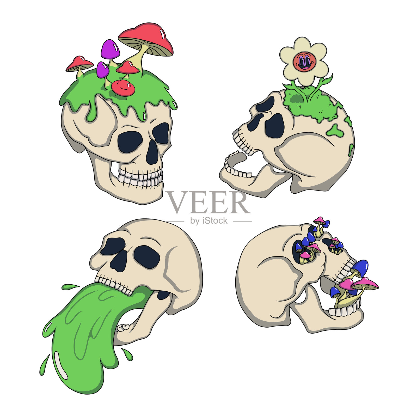 迷幻骷髅插画图片素材