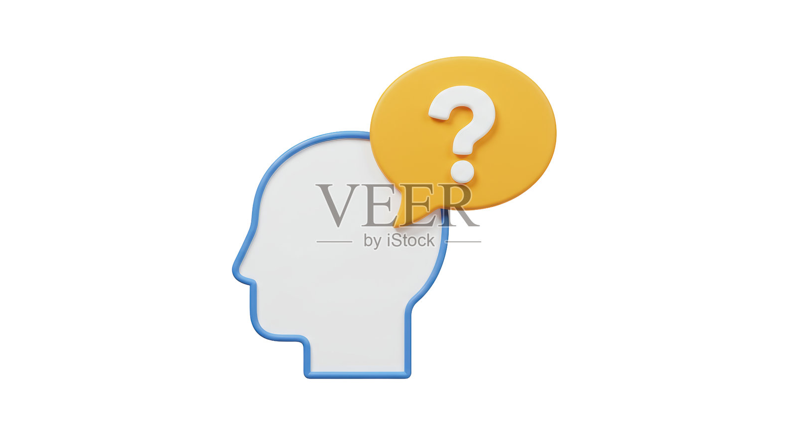 头顶上的思考气泡中的孤立问号照片摄影图片