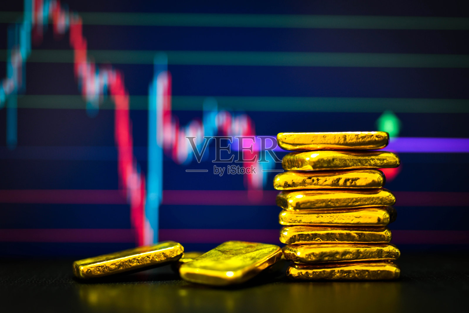 金条与蜡烛图背景的照片照片摄影图片