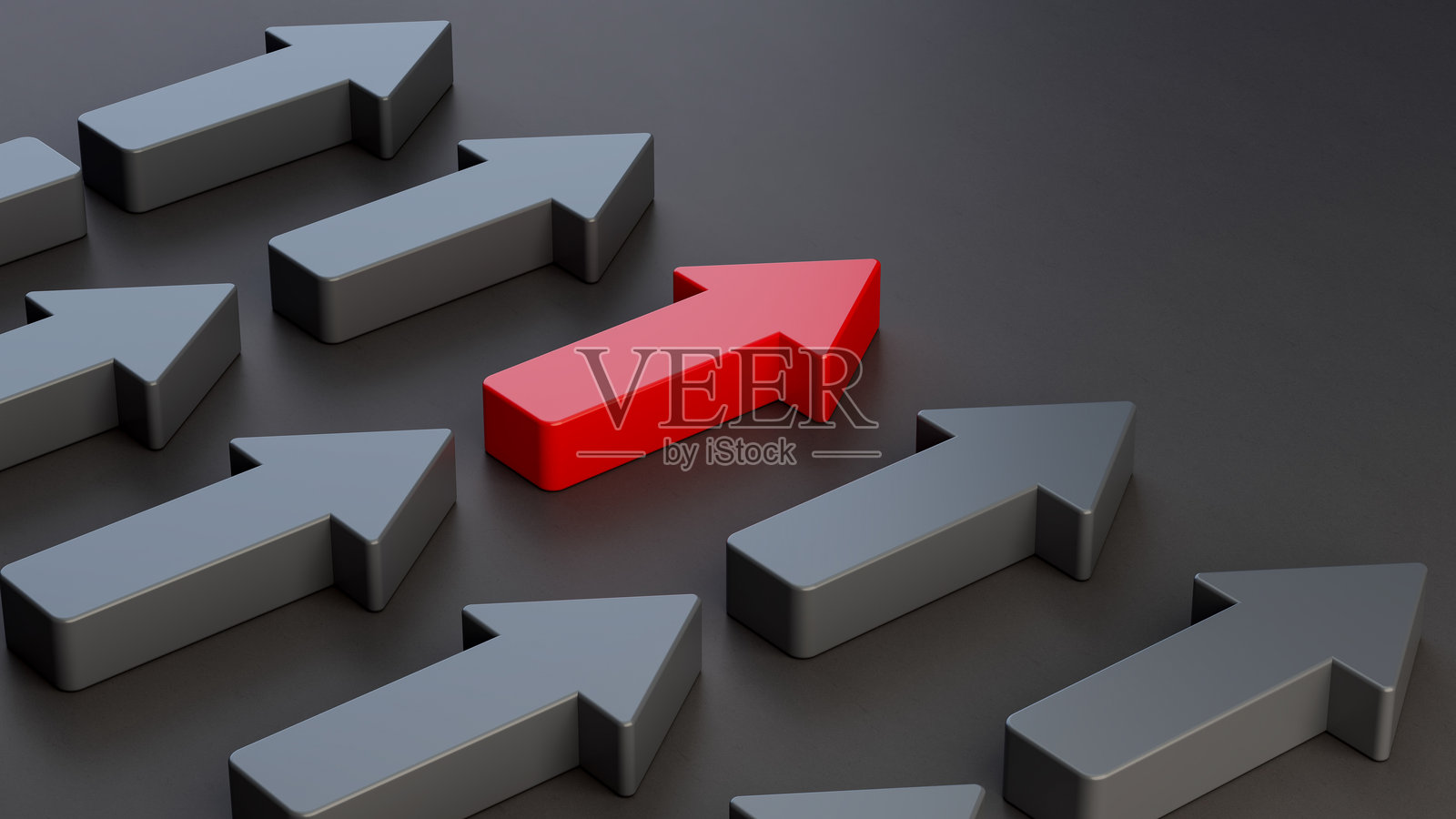 红色箭头突显领导方向概念 3D照片摄影图片