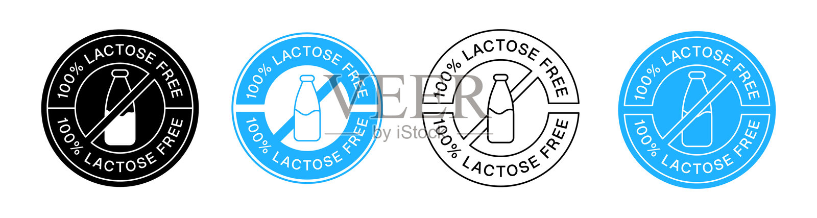 无乳糖徽章图标设计集。无乳糖标签图标。插画图片素材