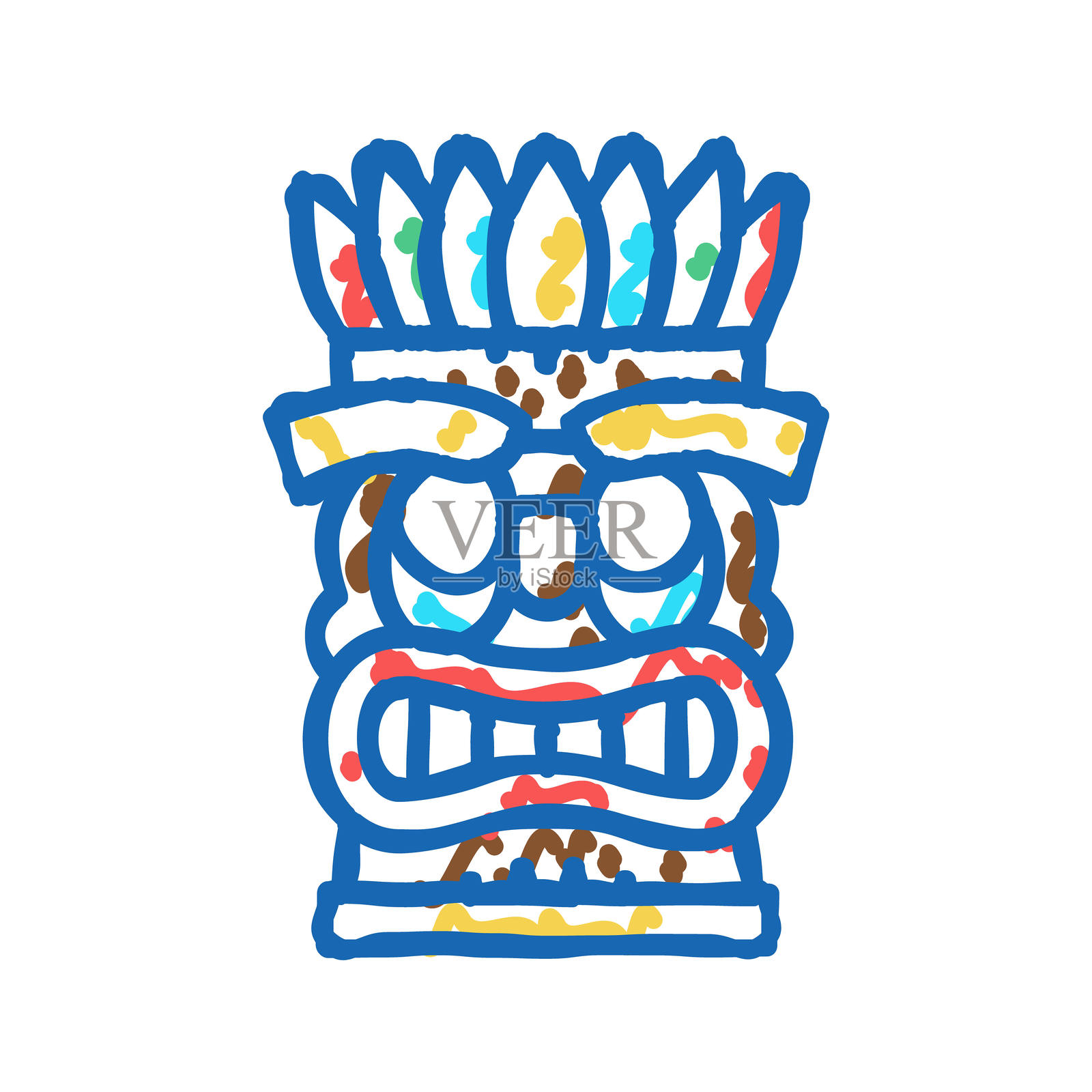 提基面具图标涂鸦插图插画图片素材