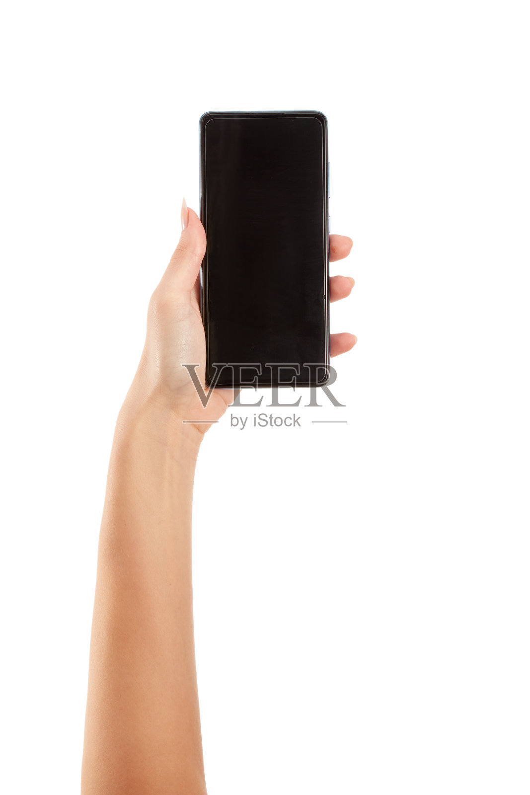 女人的手握着手机照片摄影图片